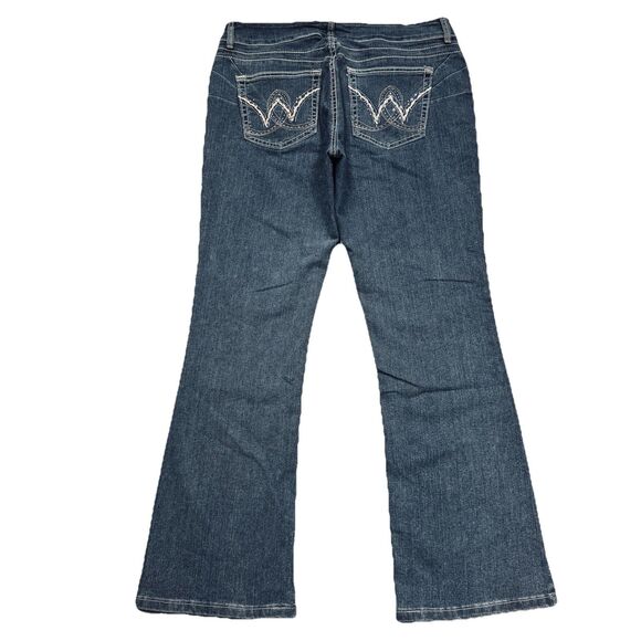 Wrangler Flared Jeans 15/16 (35x31) Blue Mid Rise Stretch Juniors Embellished - Picture 3 of 8